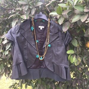 Cache Genuine Leather Crop Jacket